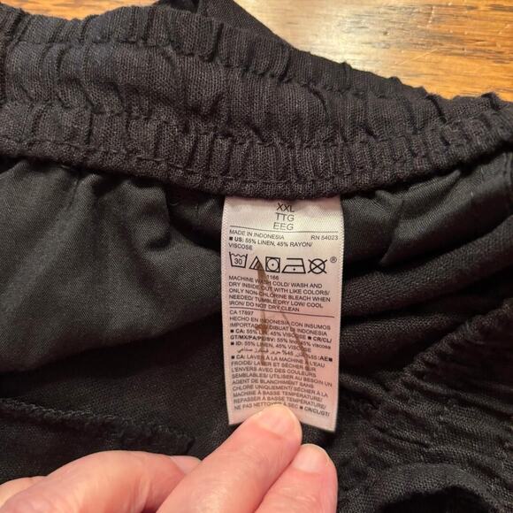 Old Navy Womens High Rise Wide Leg Pants Sz XXL Black Linen Blend Comfort NWT - Picture 6 of 11